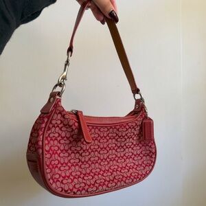 VINTAGE Coach Baguette Red Monogram Shoulder Bag 💋ྀིྀི